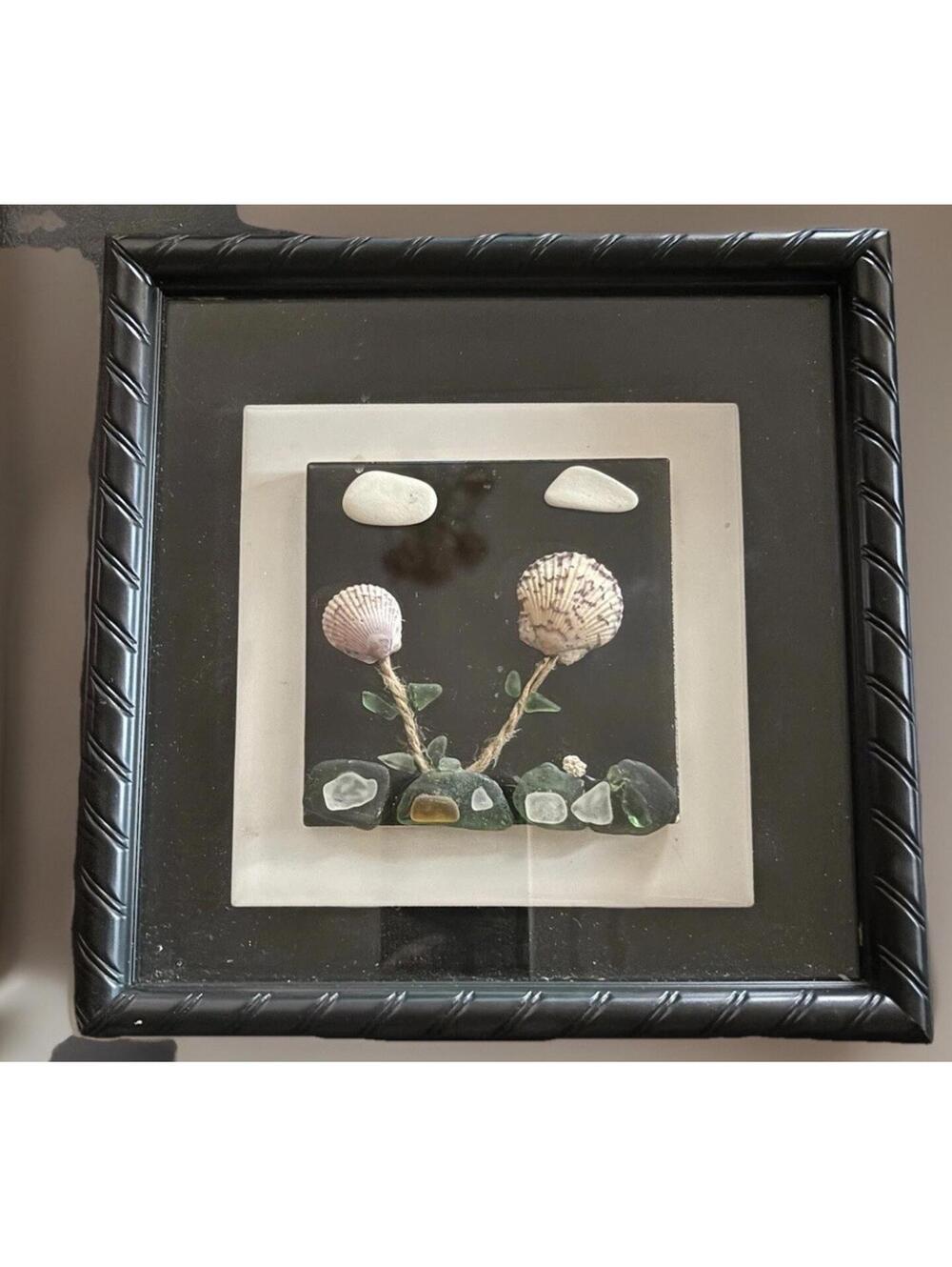 Beautiful Handmade Shadow Box Featuring Hand Collected Shells, Sea Glass & Twine